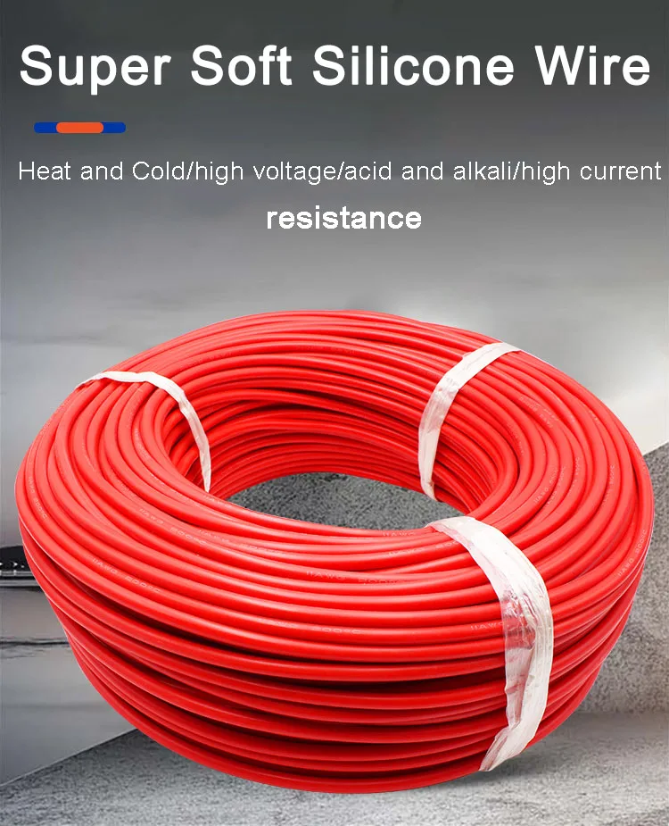 Description Picture 3 of item100M/Roll Silicone Electric Wire Cable Tinned Copper 30/28/26/24/22/20/18/16 Awg Power Extension Line Heating Soft Battery Wires
