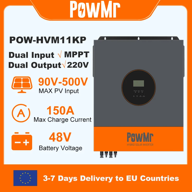 PowMr 11KW Hybrid Solar Inverter 48V 220V On Off Grid Inverter MPPT ...
