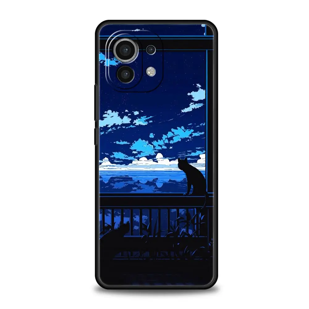 Charming Black Cat Cartoon Soft Phone Case Cover
