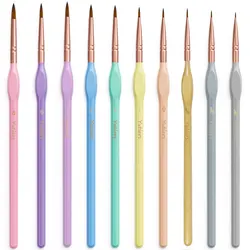 Precision Detail Paint Brush Set - 10 Fine Brushes for Acrylic, Watercolor, Oil, Face, and Nail Art (10pcs colorful)
