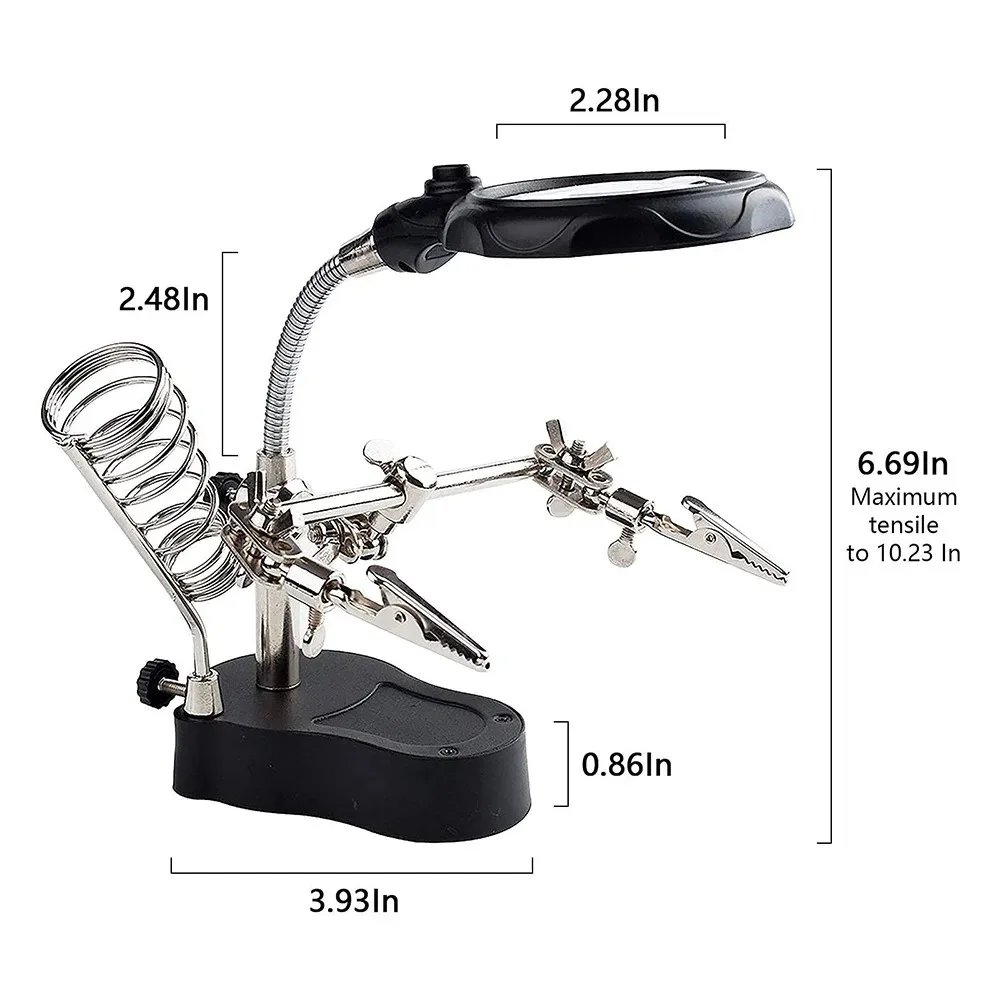 3.5X 12X Welding Auxiliary Clip Magnifier Electric Soldering Iron Circuit Board Bracket Tools