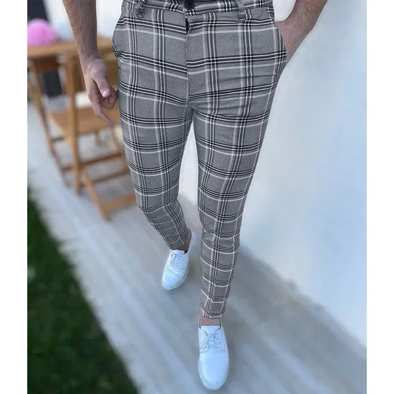 

New Business Fashion Trousers Lattice Pants For Men Pocket Zipper Trousers Casual Men Trousers Clothing Fashion Pants For Man