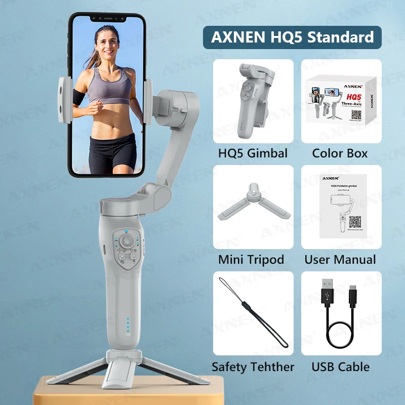 AXNEN HQ5 スマートVlogジンバル AXNEN HQ5 Gimbal 3-Axis Handheld Stabilizer for Cell Phone