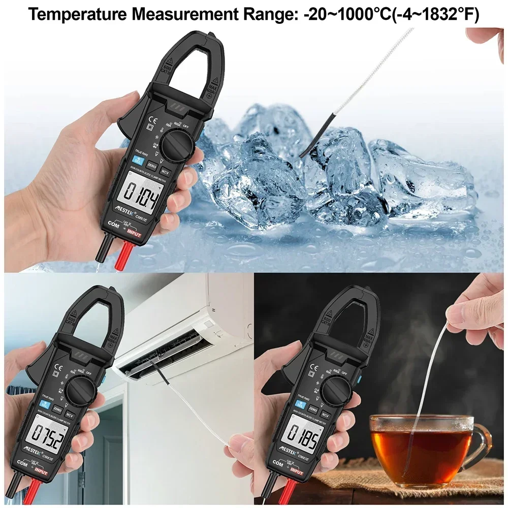 메스텍 디지털 클램프 미터 플라이어 클램프 전류계 CM83E 1000A AC/DC NCV 돌입 전류 감지 전기 핀자 전류계