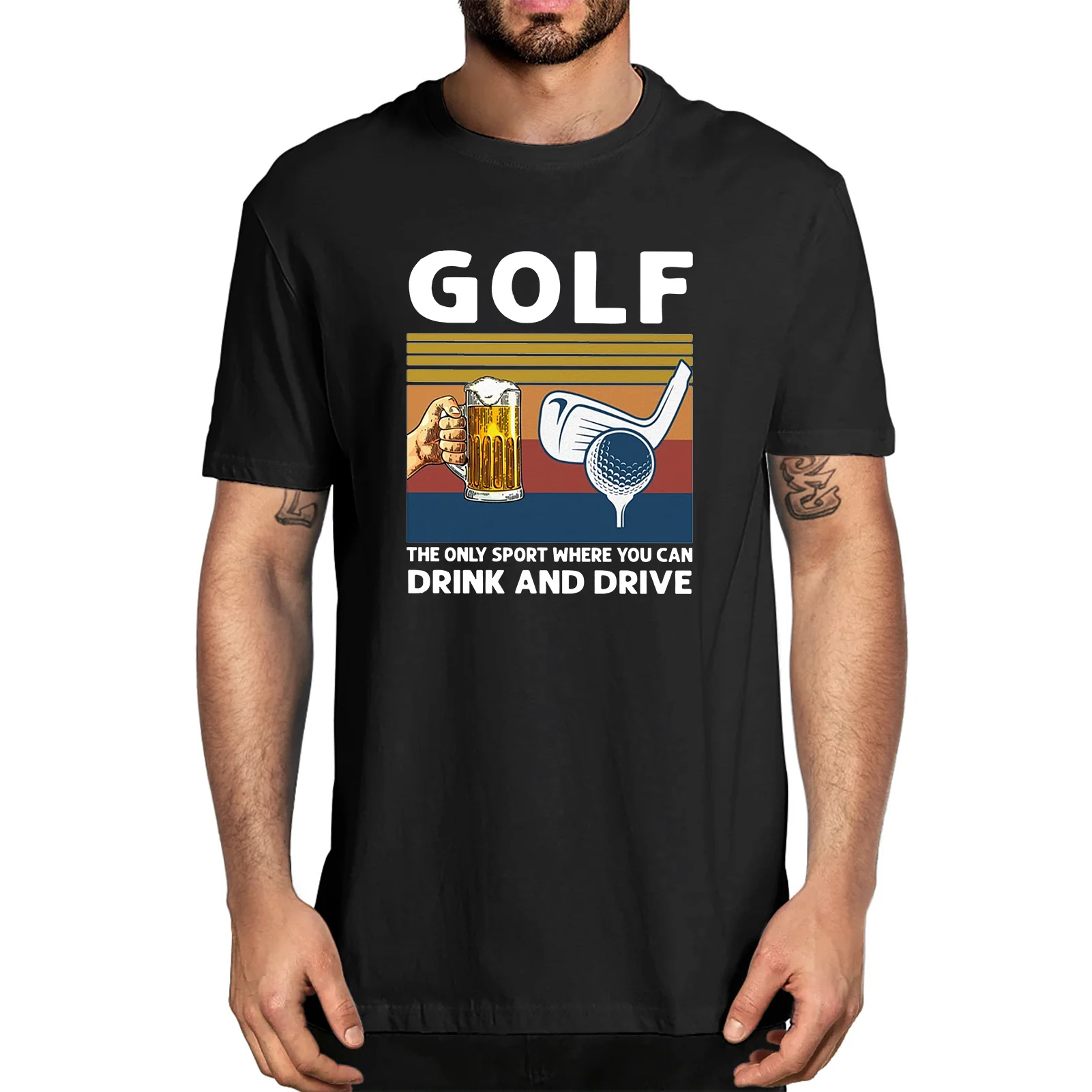 

Golf The Only Sport Where You Can Drink And Drive Golf Lover Funny Summer Men's 100% Cotton Novelty T-Shirt Unisex Humor Women