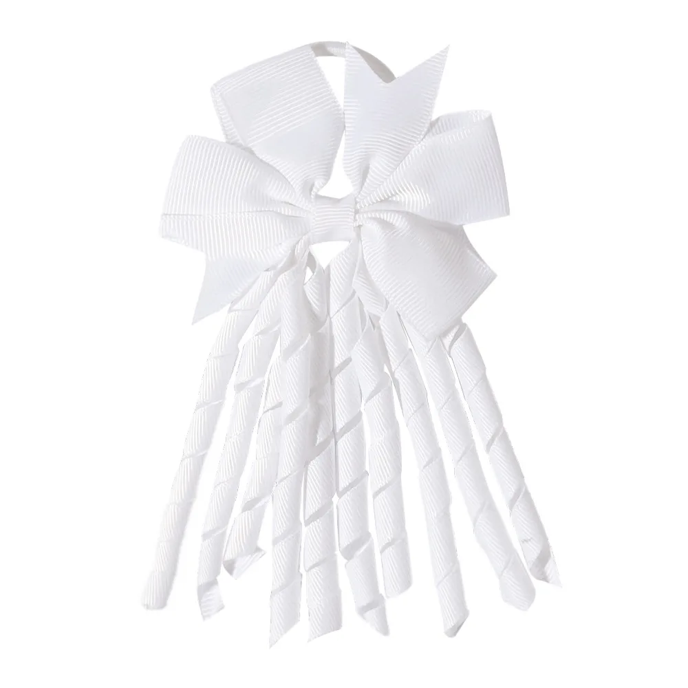 Fasce per capelli con nappe a nastro Popolare dolce e carino arcobaleno Nastro riccio Doppio supporto per coda di cavallo Elastici per neonate Accessori per capelli - immagine 6