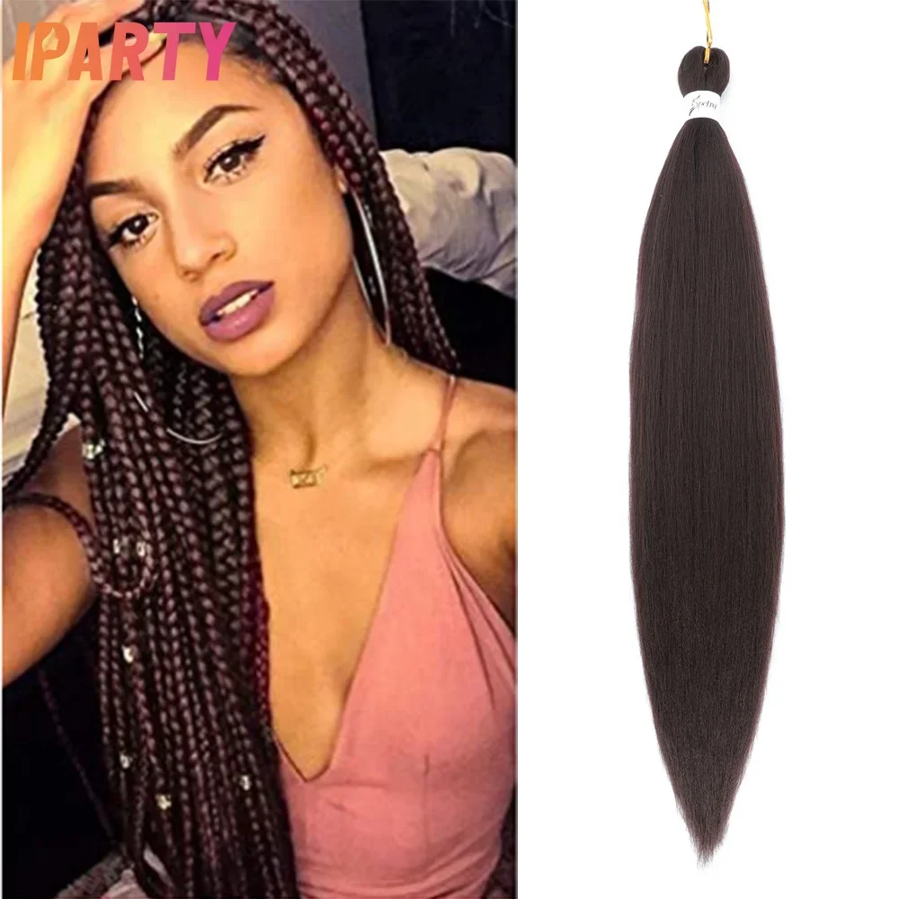 

IPARTY 30 Inches Synthetic Braiding Hair For Black Women Brown Color Pre Stretched Hair Extension Daily Use Party Cosplay