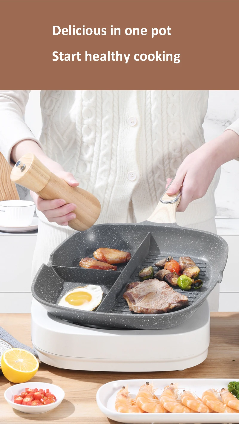 3 In 1 Frying Pan Crepe Maker Thickened Omelet Pan Non Stick 30Cm
