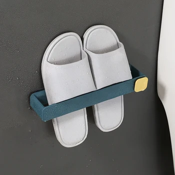 Porta pantofole da bagno Porta asciugamani da parete autoadesivo senza punzonatura con gancio Porta a muro per WC salvaspazio Scaffale per la casa 1