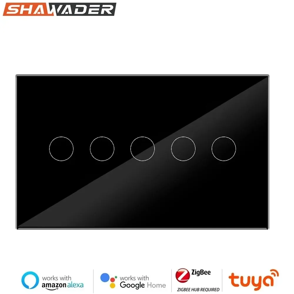 Interruptor de Luz Inteligente Zigbee Painel Touchglass Interuptor sem Fio Gang Gang Gang Controle Remoto Alexa Google Home Appliance