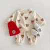 8820 Korean Baby Clothing Set 2024 Spring and Autumn New Boy's Leisure Suit Cartoon Sweater +Pants Two-piece Suit. 2