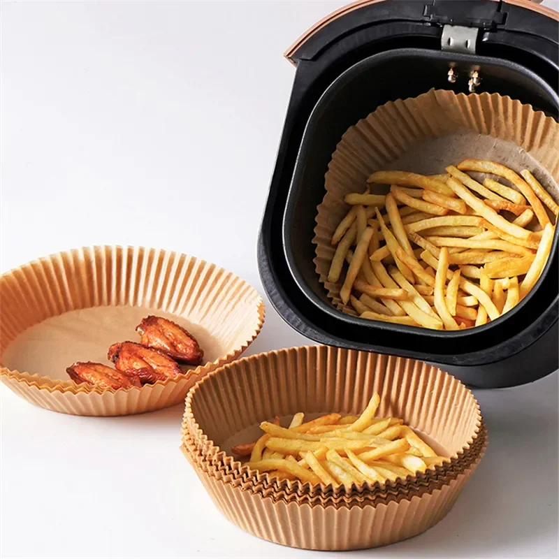 50pcs Air Frying Pan Disposable Wood Pulp Parchment Paper Cheese Cake Pad Air Frying Pan Baking Paper Accessories air fryer paper,air fryer liners,disposable air fryer liners,air fryer accessories,parchment baking paper