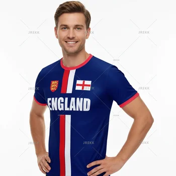 Maglia da Calcio Inglese, T-shirt Sportiva da Uomo, Maillot da Calcio Oversize ad Asciugatura Rapida, Magliette Casual Unisex, Top Y2k, Regali per Uomo