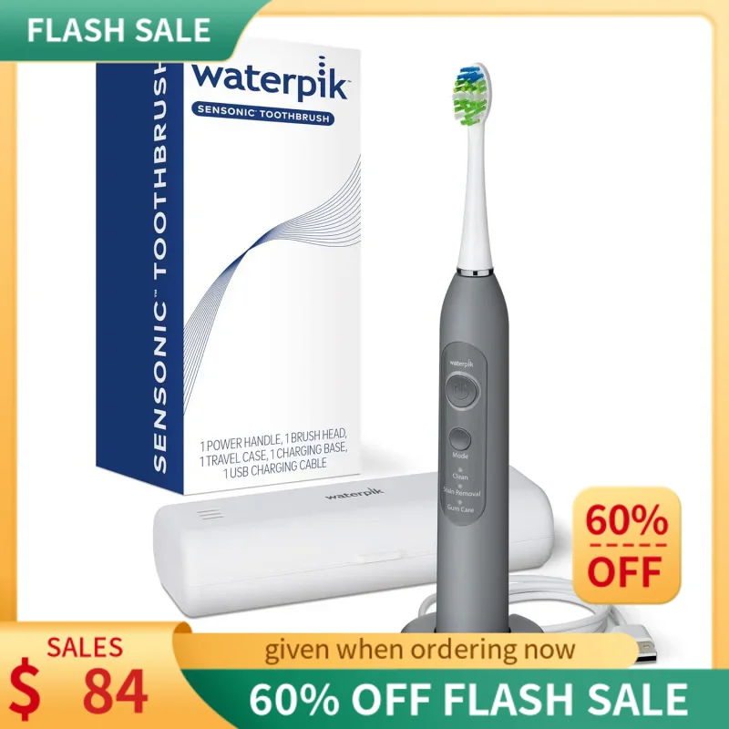 

Waterpik Sensonic Sonic Electric Toothbrush, Rechargeable Toothbrush for Adults with 3 Modes, Travel Case, USB Charger, Modern G