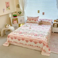 Cute Print Flat Bedsheet 100% Cotton Bed Linen Skin-friendly Flat Sheet Single/Double Sheets drap de lit (Pillowcase Need Order) 2