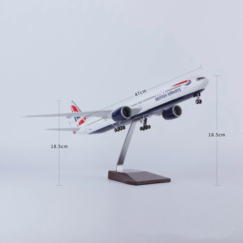 47cm 항공기 다이캐스트 B777 브리티시 에어웨이즈 모형 비행기 키트 (램프 및 받침대 포함) 레진 스케일 비행기 항공 애호가 기념품