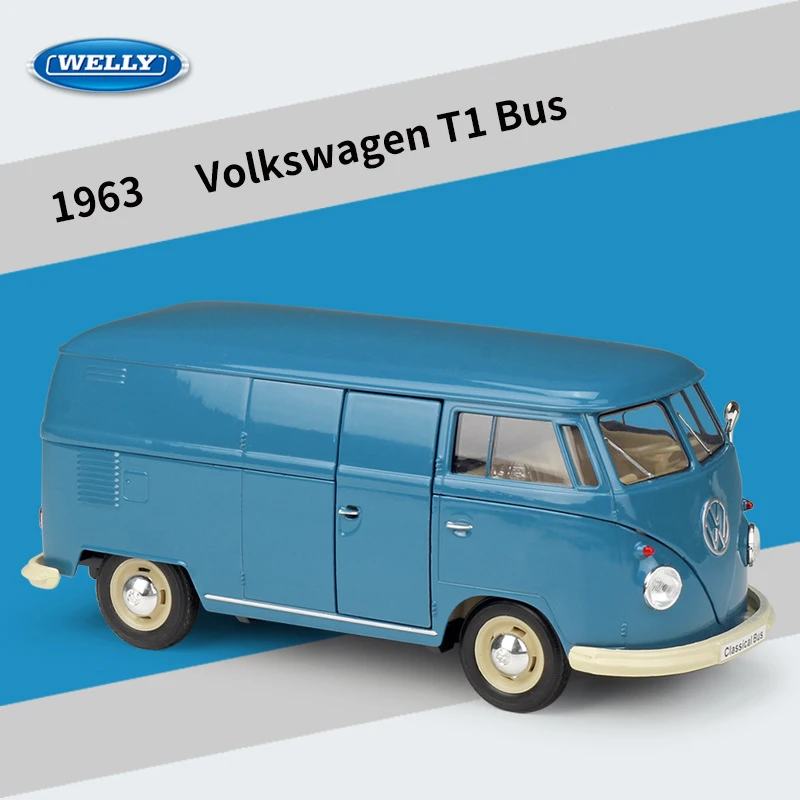 WELLY 1963 Volkswagen Bus フォルクスワーゲン ラジコン 1963 VOLKSWAGEN T1 BUS METALLIC BLUE, WELLY 1/32 DIECAST CAR