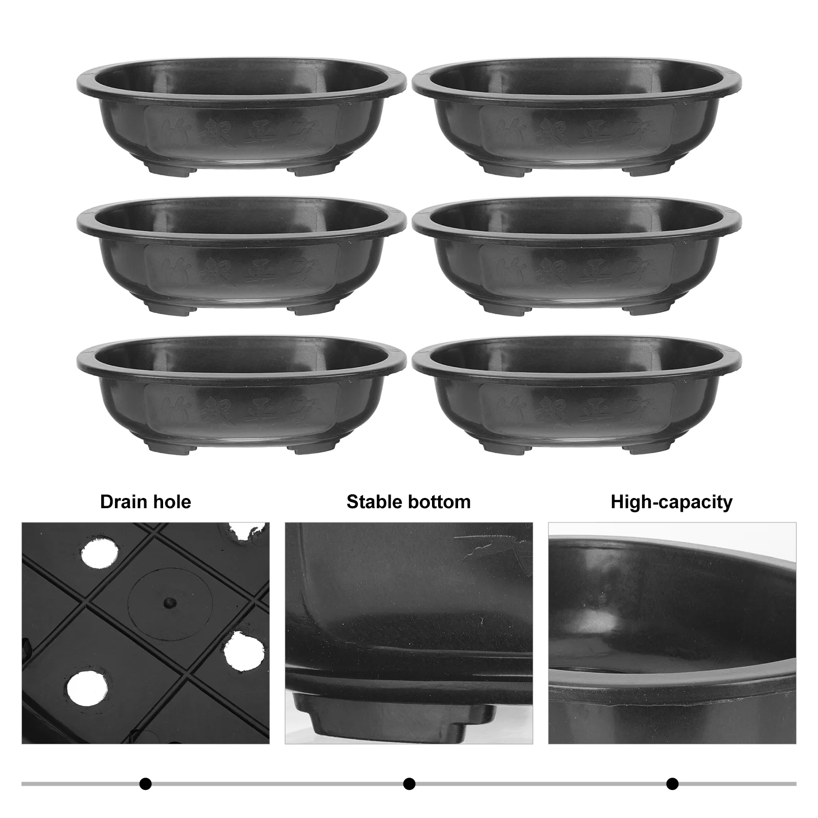 6PC Töpfe Pflanzer Bonsai Blume Sukkulenten Container Kindergarten Pflanzer Ausbildung Tablett Blumentopf Loch Entwässerung Garten Baum Große_voghion.com