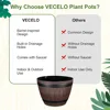 Plant Pots with Drainage Holes & Saucer, 9/11.3/13 Inch Flower Pots with Tray,3 Pack Plastic Whiskey Barrel Planters for Indoor 6