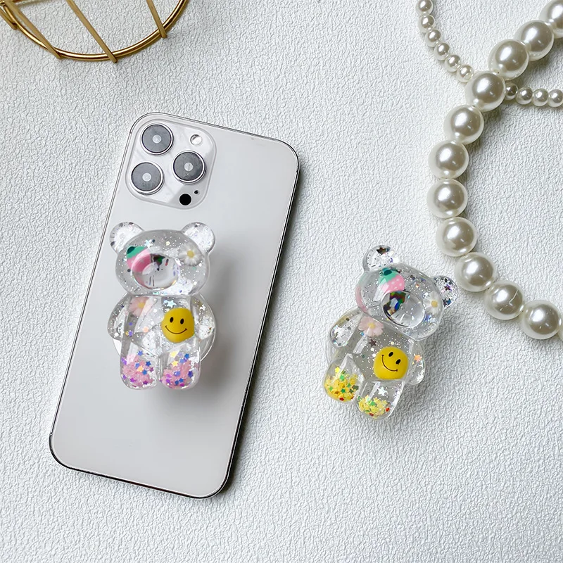 INSKorea3DFlowersBearCuteGriptokSupportforIPhone13Samsung