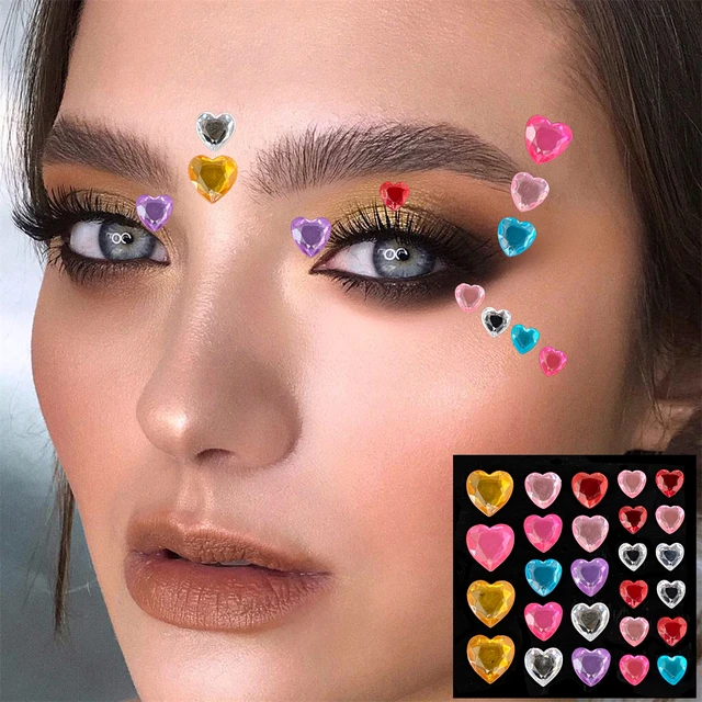 Face Jewelry For Women Temporary Tattoos Eyes Forehead Bindi Dots Gems  Sticker Bling Rhinestones Makeup Jewels Party Decoration - AliExpress