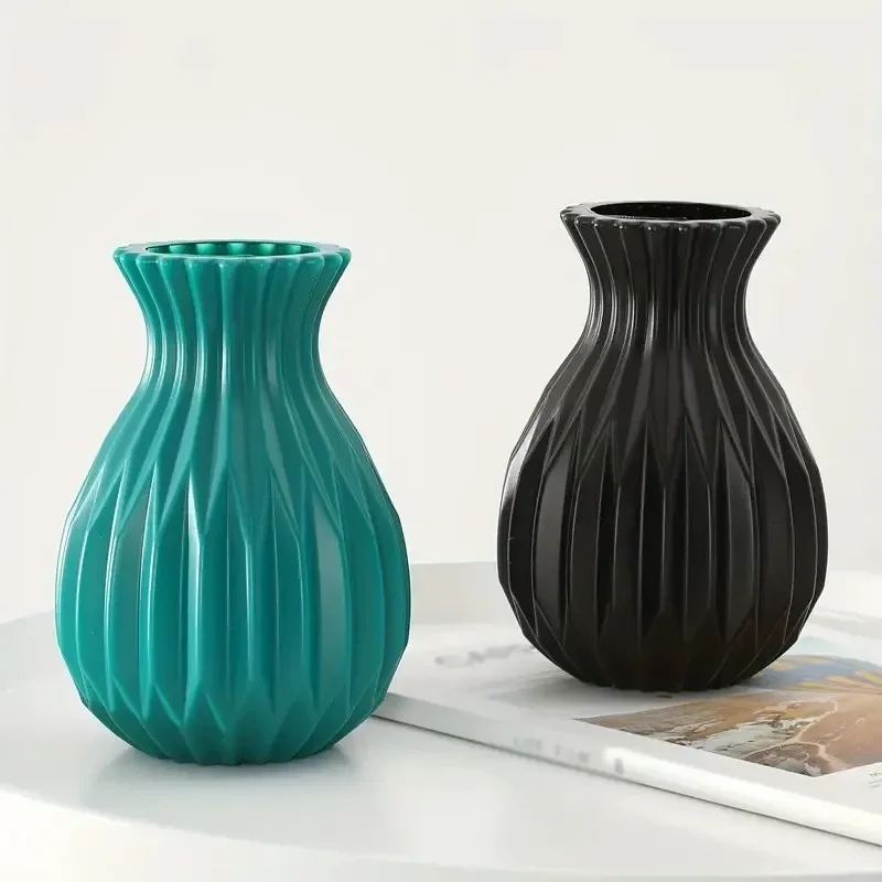 1pcs Nordic Flower Vase Imitation Ceramic Plastic Flower Vase Living Room Desktop Decoration Wedding Centerpiece Arrangement 4