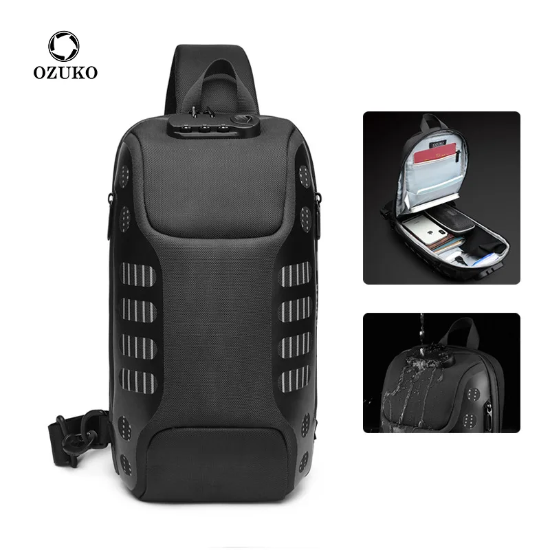 

Ozuko New Waterproof Men's Chest Bag Fashion Oblique Shoulder Bag Men's Sports Business Mountaineering Free Shipping