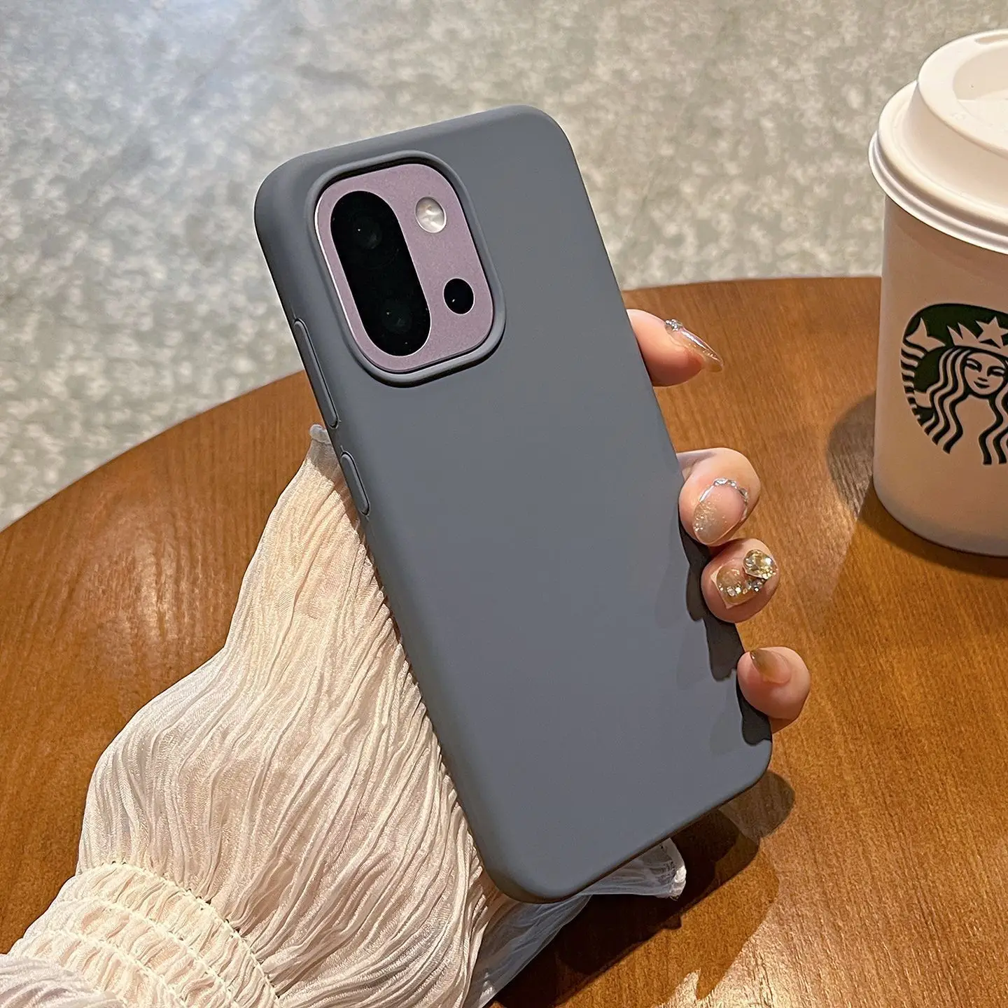 Liquid Silicone Soft Skin Feel Shockproof Solid Color Phone Case