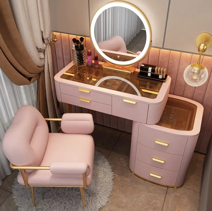 Wholesale wooden luxury dressing makeup dresser table mirror table set with drawer 1pc gold 34 18 10mm zinc alloy padlock jewelry chest box padlock wooden suitcase drawer