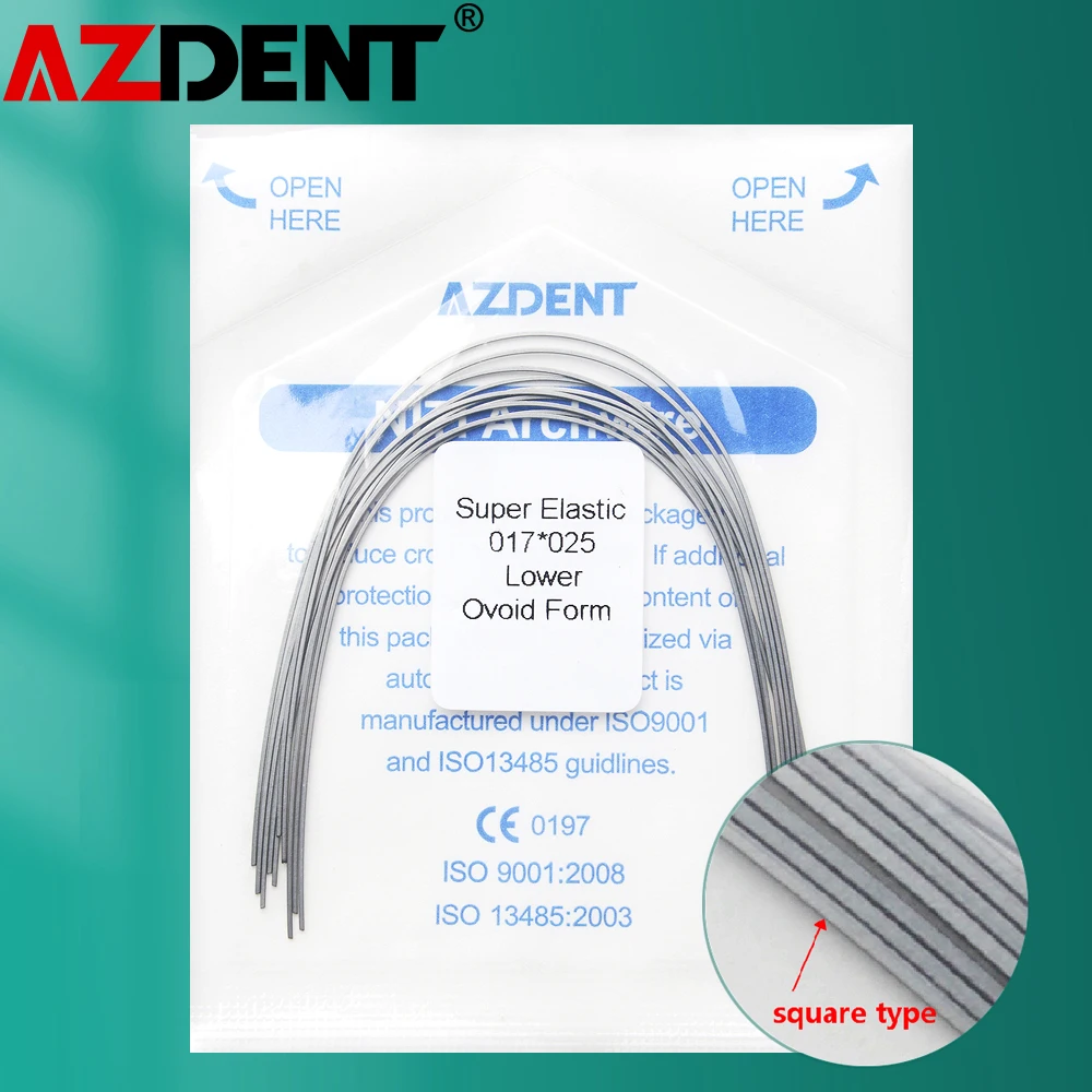 AZDENT Dental Orthodontic Super Elastic Niti Arch Wire Round Ovoid Square