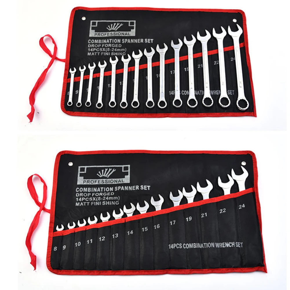 

Premium 14PCS Ratcheting Combination Wrench Set Spanner Tool 8-24mm Double-ended Combination Wrenches Set Workshop Hand Tools