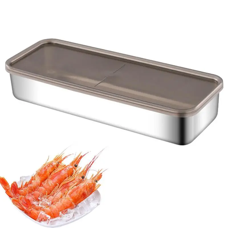 

Cheese Container For Fridge Stainless Steel Food Storage Tray Deli Crisper Box Kitchen Grease Drain Containers With Raised