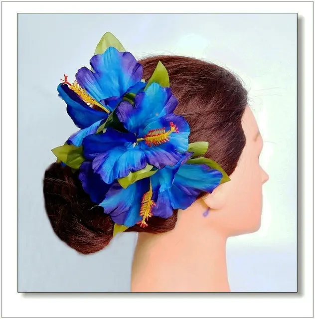 Fermaglio Capelli Hawaiano Con Fiore Di Ibisco - Accessorio Bohemien Per Spiaggia, Matrimoni O Feste - Foto 3
