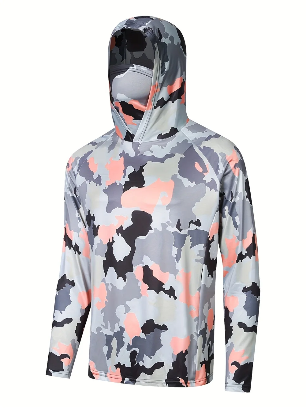 남성용 낚시 후드 셔츠, 긴 소매 낚시 하이킹 셔츠, 통기성 수분 흡수 스포츠 셔츠