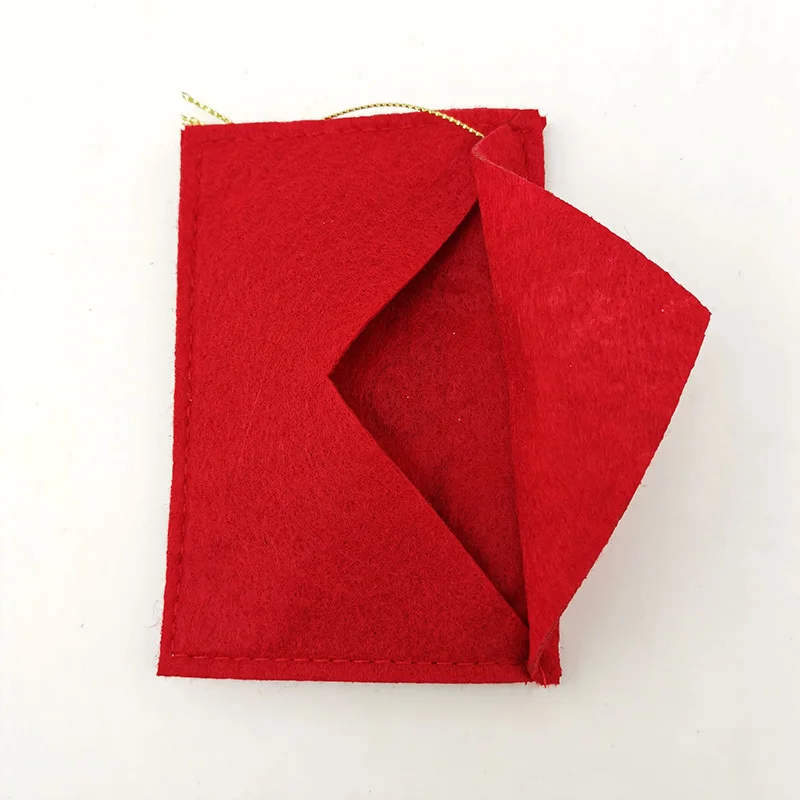 1 piece of 12.5cm * 8cm red non-woven envelope letter storage bag, New Year's holiday Christmas tree pendant to celebrate wishes