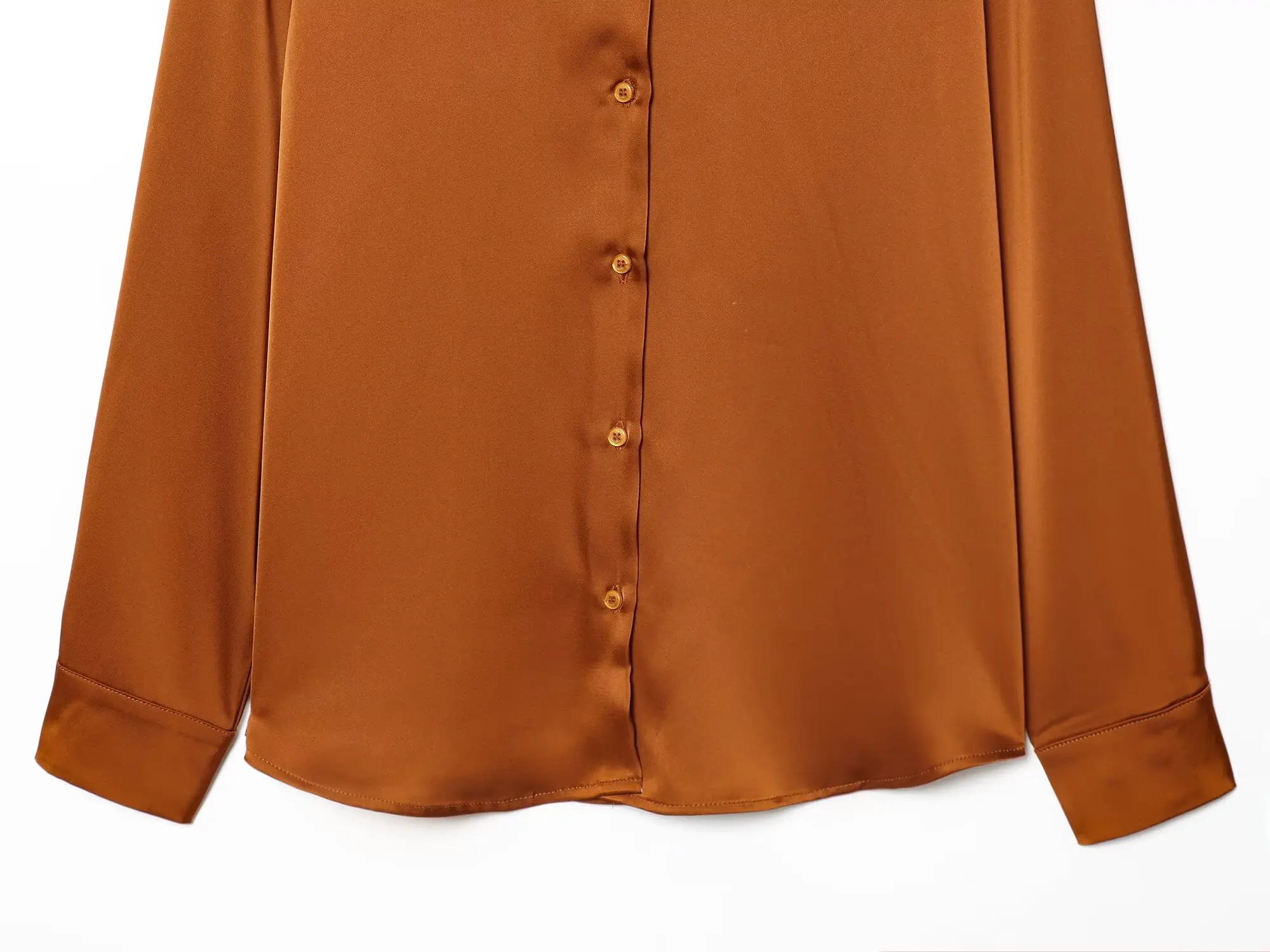 HH Damenmode, vielseitiges 3-Farben-Revers-Satin-strukturiertes High-End-Hemd, weiblich, elegant, lässig, einreihiges Langarm-Hemd – Detail 28
