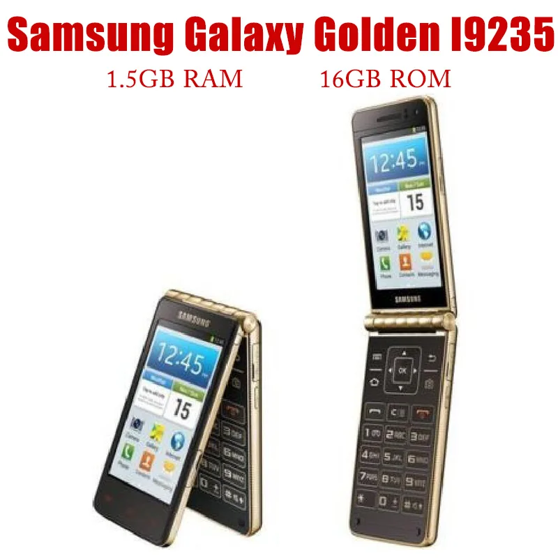 

Original Samsung Galaxy Golden I9235 Dual-core 3.7 Inches 1.5GB RAM 16GB ROM 8MP NO Hebrew Unlocked Flip Android Cell Phone