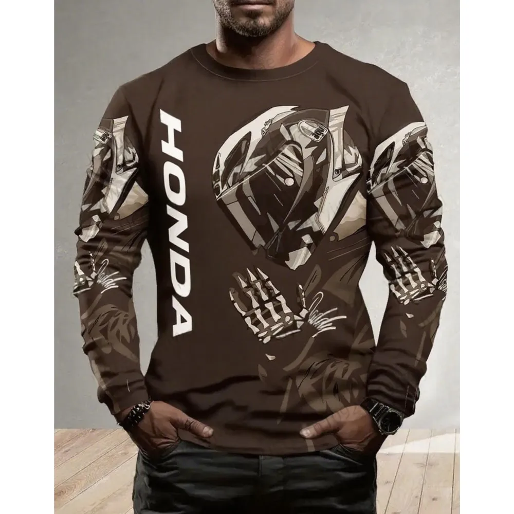 스켈레톤 핸드 모토시클리스타 바이커 데포르티바 혼다 빠른 건조 긴 소매 혼다 라이딩 티셔츠 남성과 여성을위한 탑