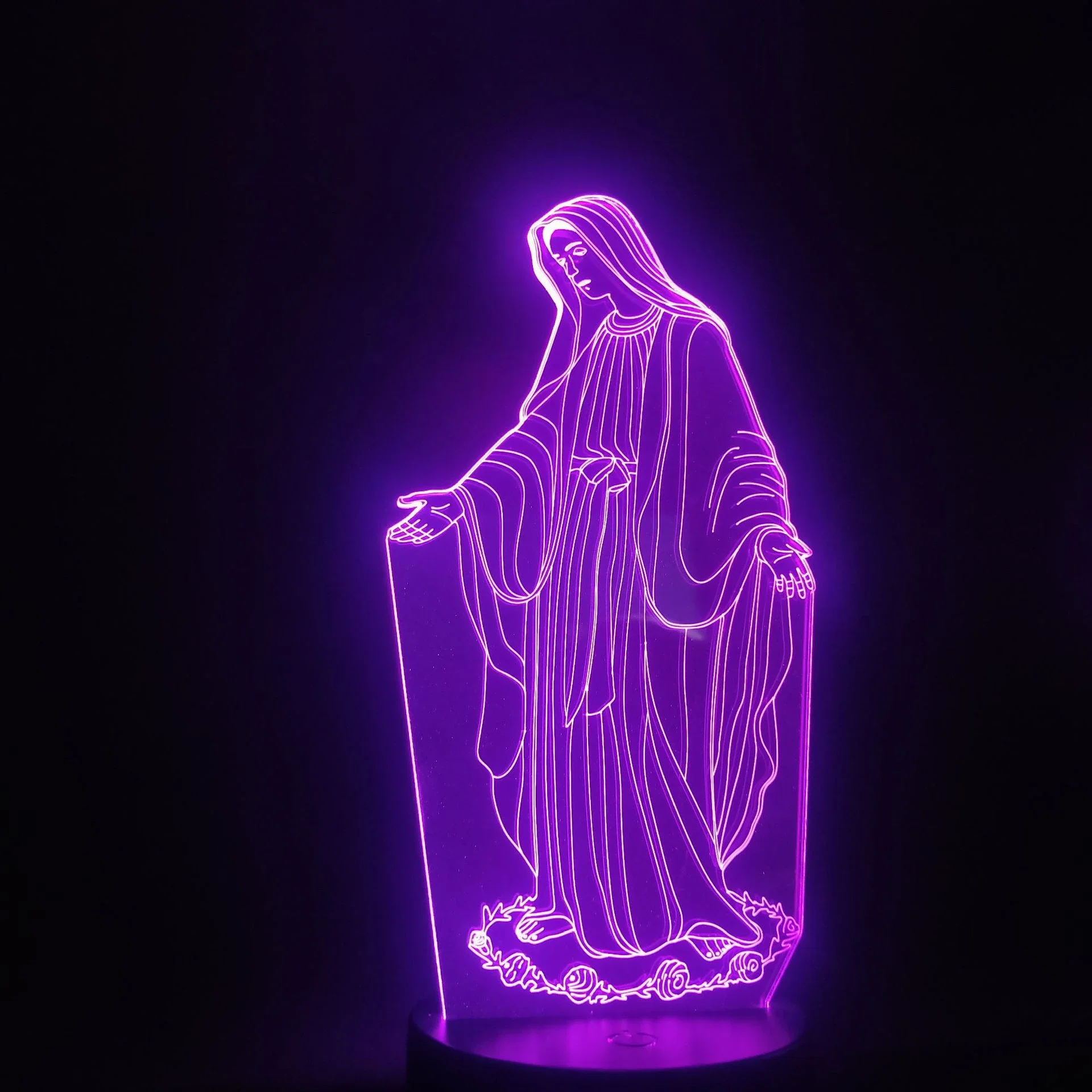 Nighdn LED 3D Night Light Jesus Illusion Lamp Remote Control Christian Decorative Table Lamps Christian Prayer Lamp Gift Acrylic