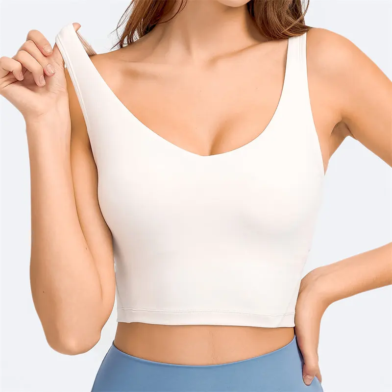 THE GYM PEOPLE Womens Longline Sports Bra Padded Crop Tank Tops Workout Yoga Bra with Removable Pads