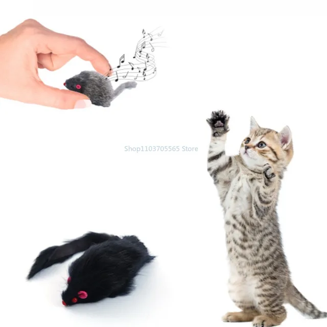 Cat Mice Toys False Mouse Cat Toy Long Tail Mice Soft Real Rabbit Fur Toy For Cats Plush Rat Playing Chew Toy Pet Supplies 6