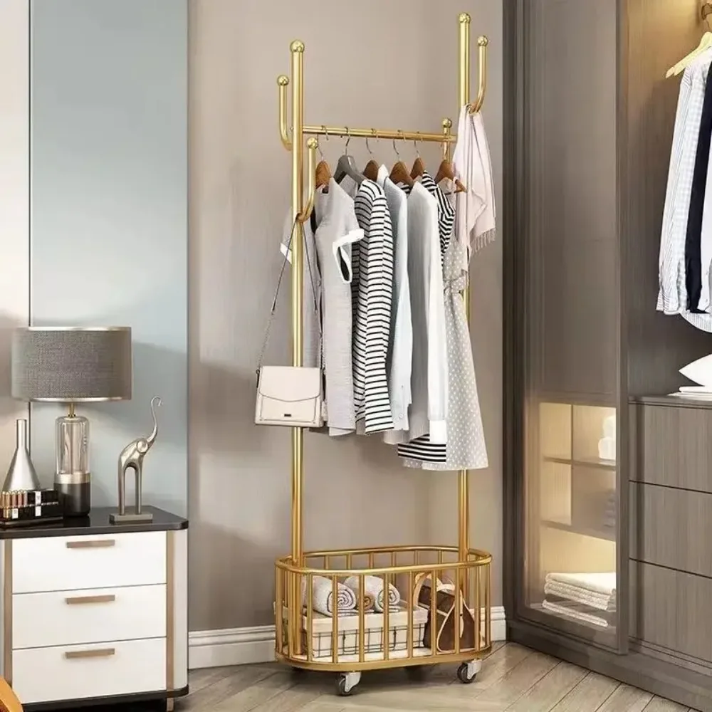 Household Bedroom Coat Racks To Floor Mobile with Wheels Room Clothes Hangers Stand Hat Holder Garment Shoe Racks clothes rack shoe and hat racks
