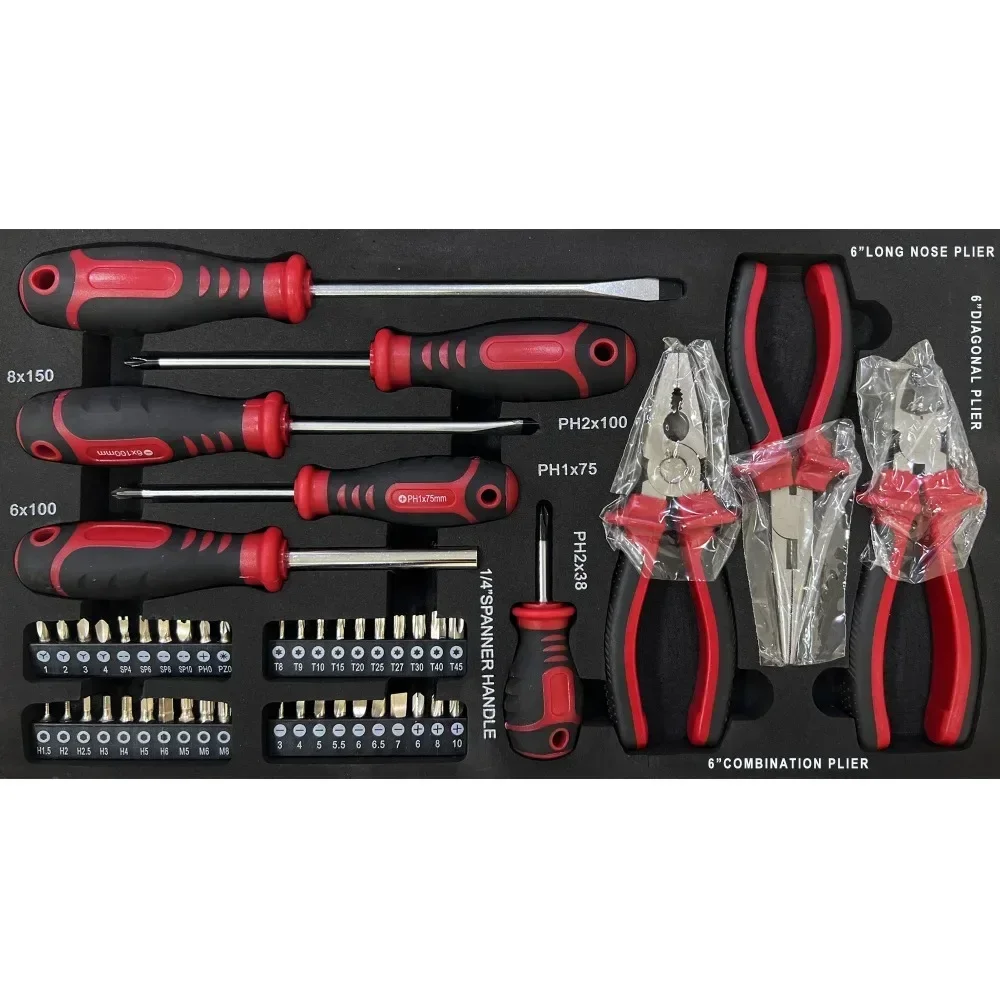 Mechanics Tool Set, Steel 3-Drawer Toolbox with Comprehensive Tool Set, Portable Repair Hand Tool Kit Set, Black Tools Cabinet 4
