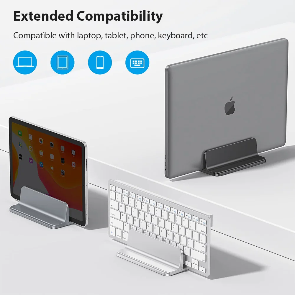 QUKAM Vertical Laptop Stand Foldable Aluminum Notebook Stand Laptop Tablet Adjustable for Macbook Air Pro 17 Inch Support
