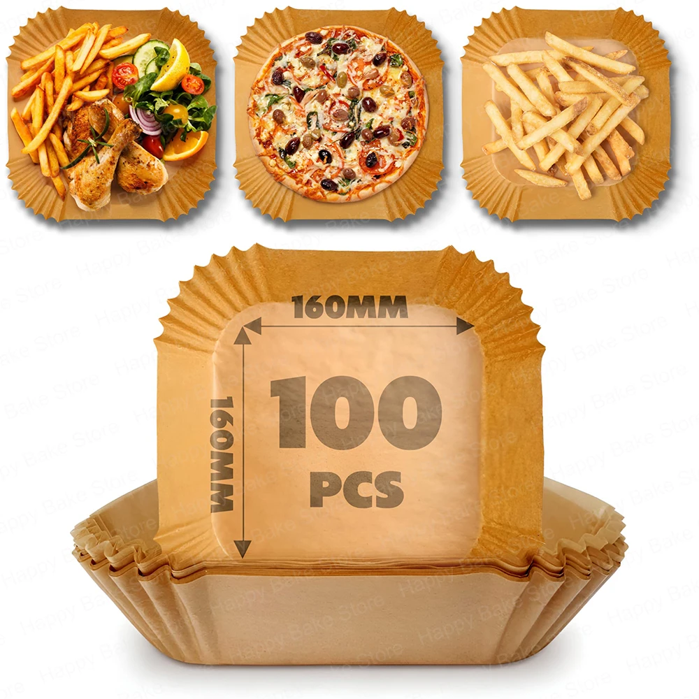 100 fodere di carta per friggitrice ad aria, fodere usa e getta quadrate per friggitrice ad aria da 9 pollici, fodere di carta pergamena per uso alimentare a prova di olio per