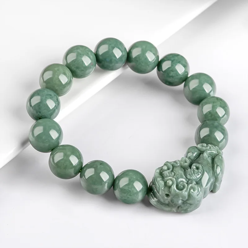 

Jia Le/Hand-Carved/Natural Jade Bean Green Lucky Pixiu Bracelet Fine Jewelry For Women And Men Fine Jewelry Emerald Bangles