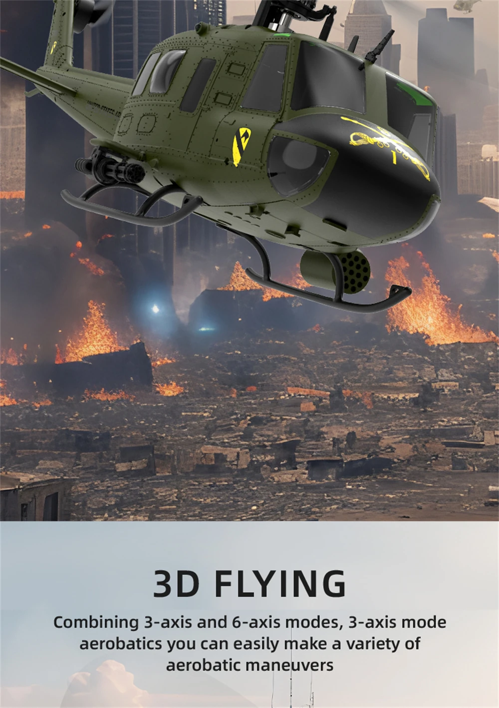 Eachine E190 PRO UH-1 2.4G 6CH 3D6G 1:34 Scale Huey Dual Brushless Motor Flybarless RC Helicopter Compatible with FUTABA S-FHSS