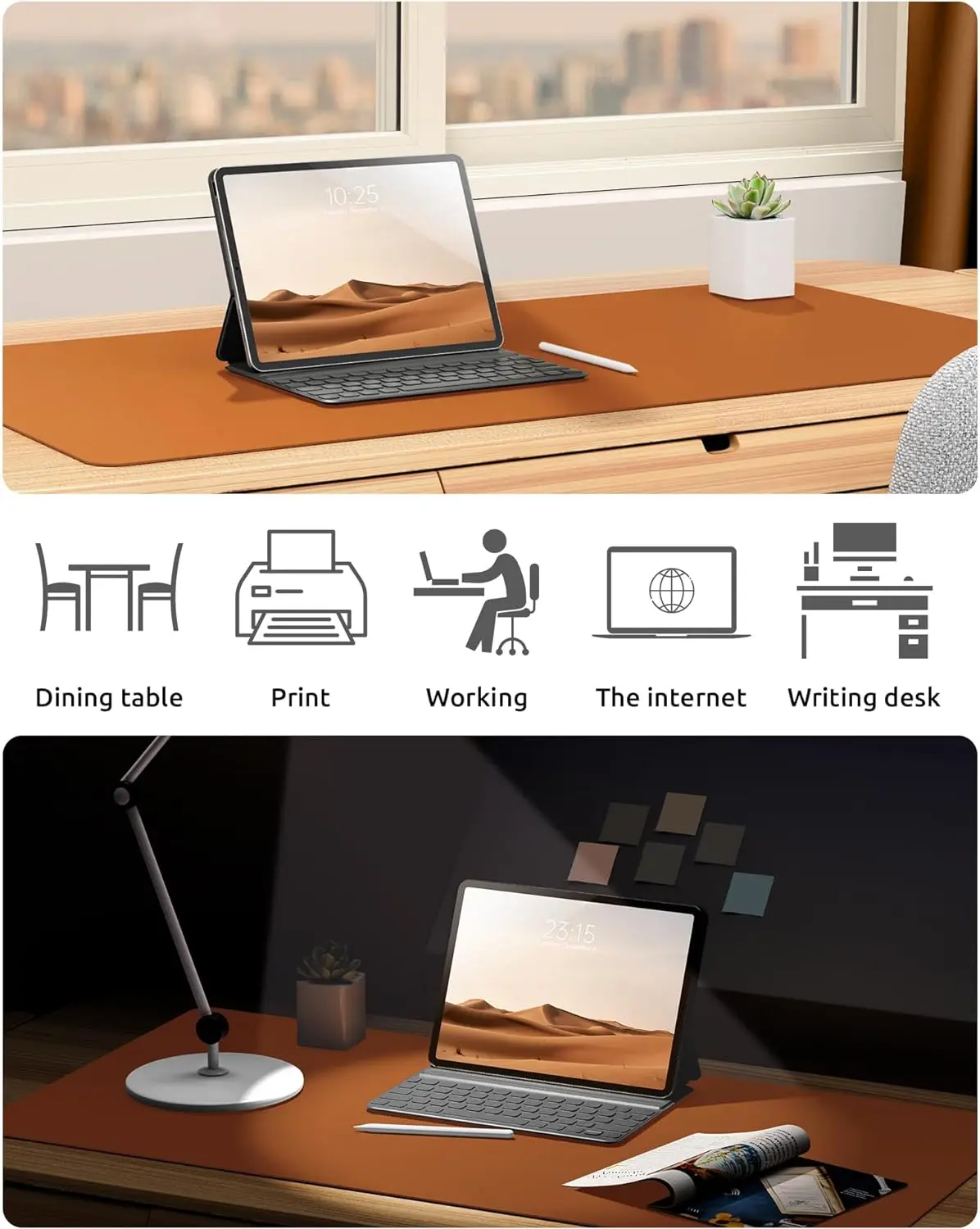 Office Desk Mat, Leather Desk Pad Protector, Large Mouse Pad, Non-Slip PU Leather Waterproof Desk Blotter, Laptop Desk Pad 6