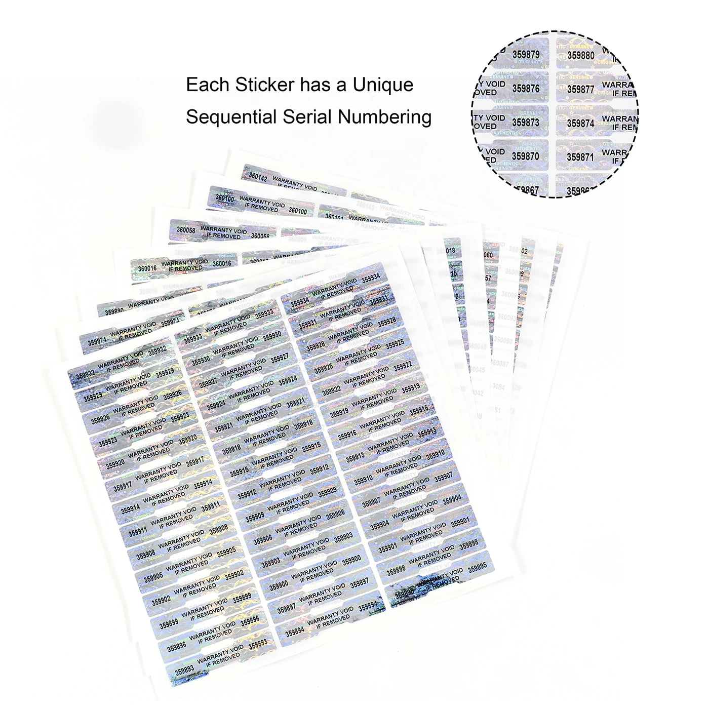 Holographic Sealing Stickers Tamper Proof Void Security Label Warranty Serial Number Sticker Customized Logo 1000pcs 50mmx10mm custom stickers display adhesive sticker warning signs stickers waterproof seal stickers