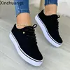 New Women Flat Casual Sneaker Spring Lace Up Sports Solid Color Walking Shoes 3